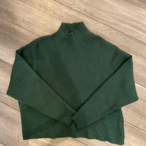 Anthropologie Maeve Green Ribbed Knit Sweater